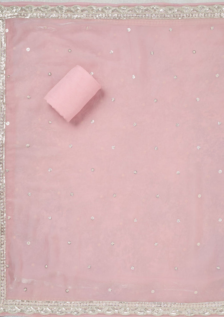 Pink Sequins Tissue Unstitched Salwar Suit_koskii