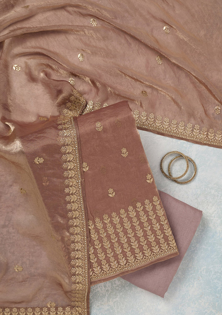 Mauve Gotapatti Semi Crepe Unstitched Salwar Suit_koskii