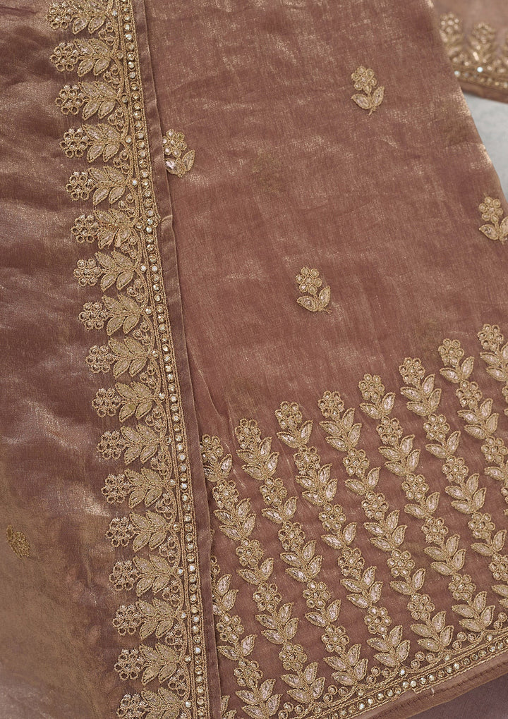 Mauve Gotapatti Semi Crepe Unstitched Salwar Suit_koskii