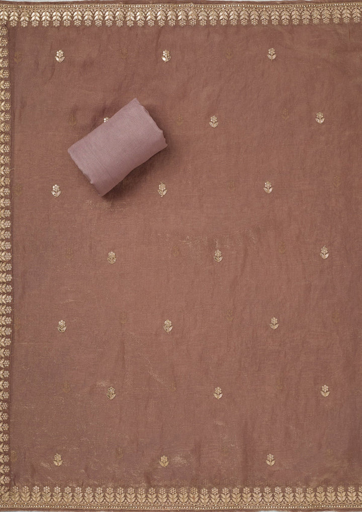 Mauve Gotapatti Semi Crepe Unstitched Salwar Suit_koskii
