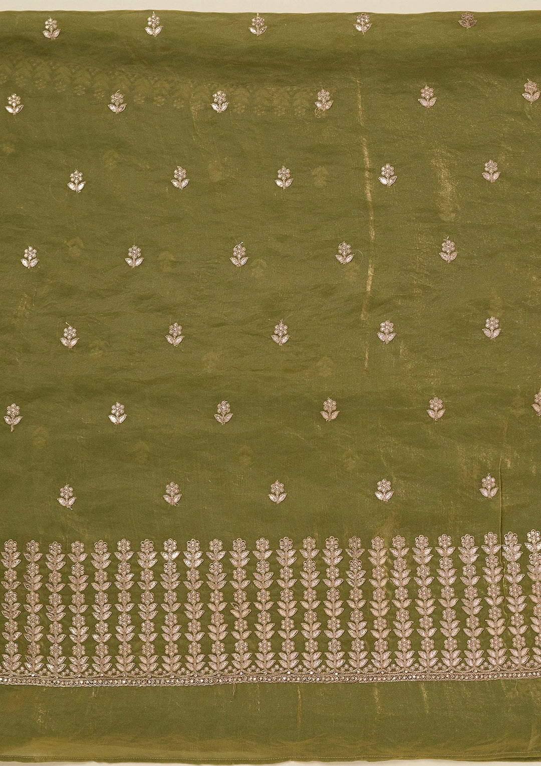 Pista Green Gotapatti Semi Crepe Unstitched Salwar Suit_koskii