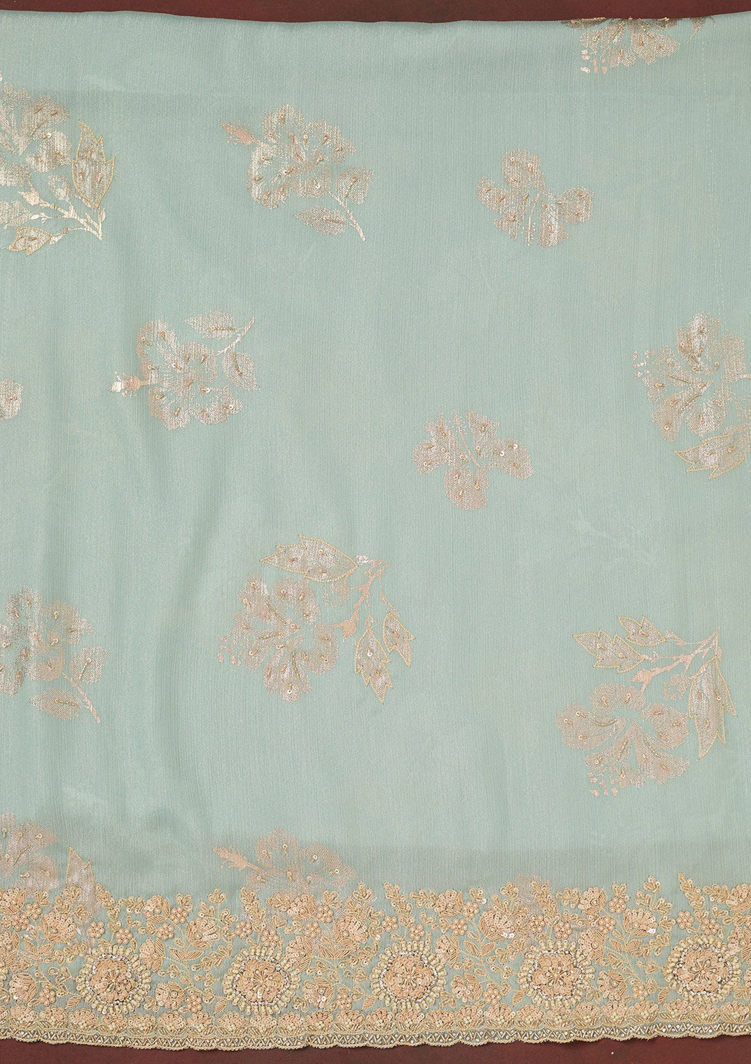 Sky Blue Cutdana Chinon Unstitched Salwar Suit-Koskii