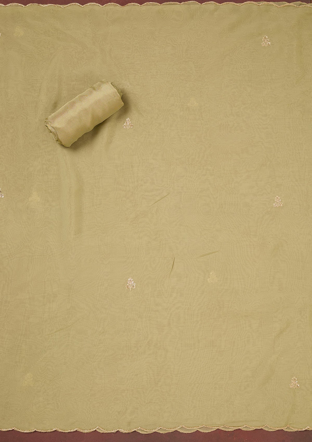 Pista Green Cutdana Organza Unstitched Salwar Suit-Koskii