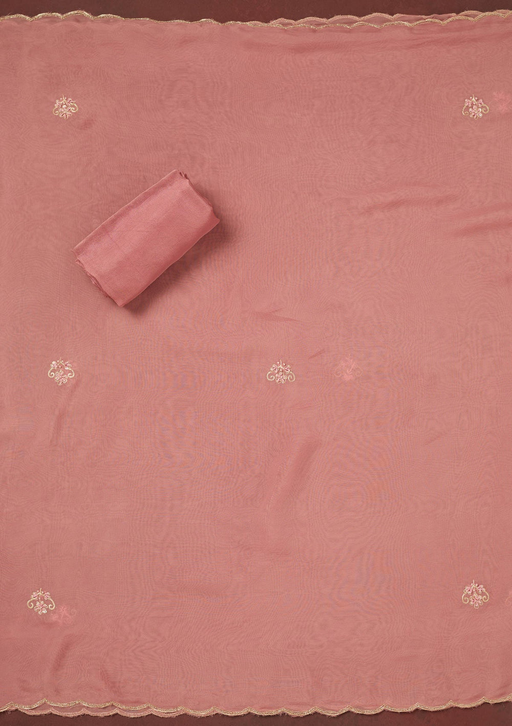 Onion Pink Cutdana Organza Unstitched Salwar Suit-Koskii