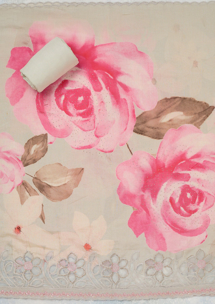 Grey Stonework (Gold) Crepe Unstitched Salwar Suit_koskii