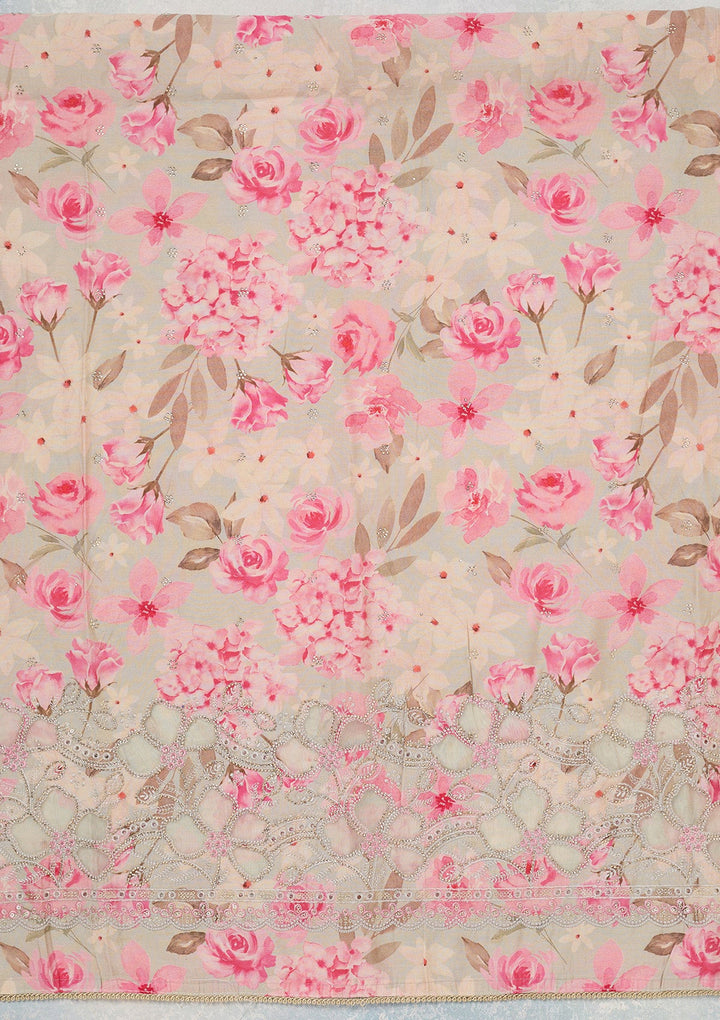 Grey Stonework (Gold) Crepe Unstitched Salwar Suit_koskii