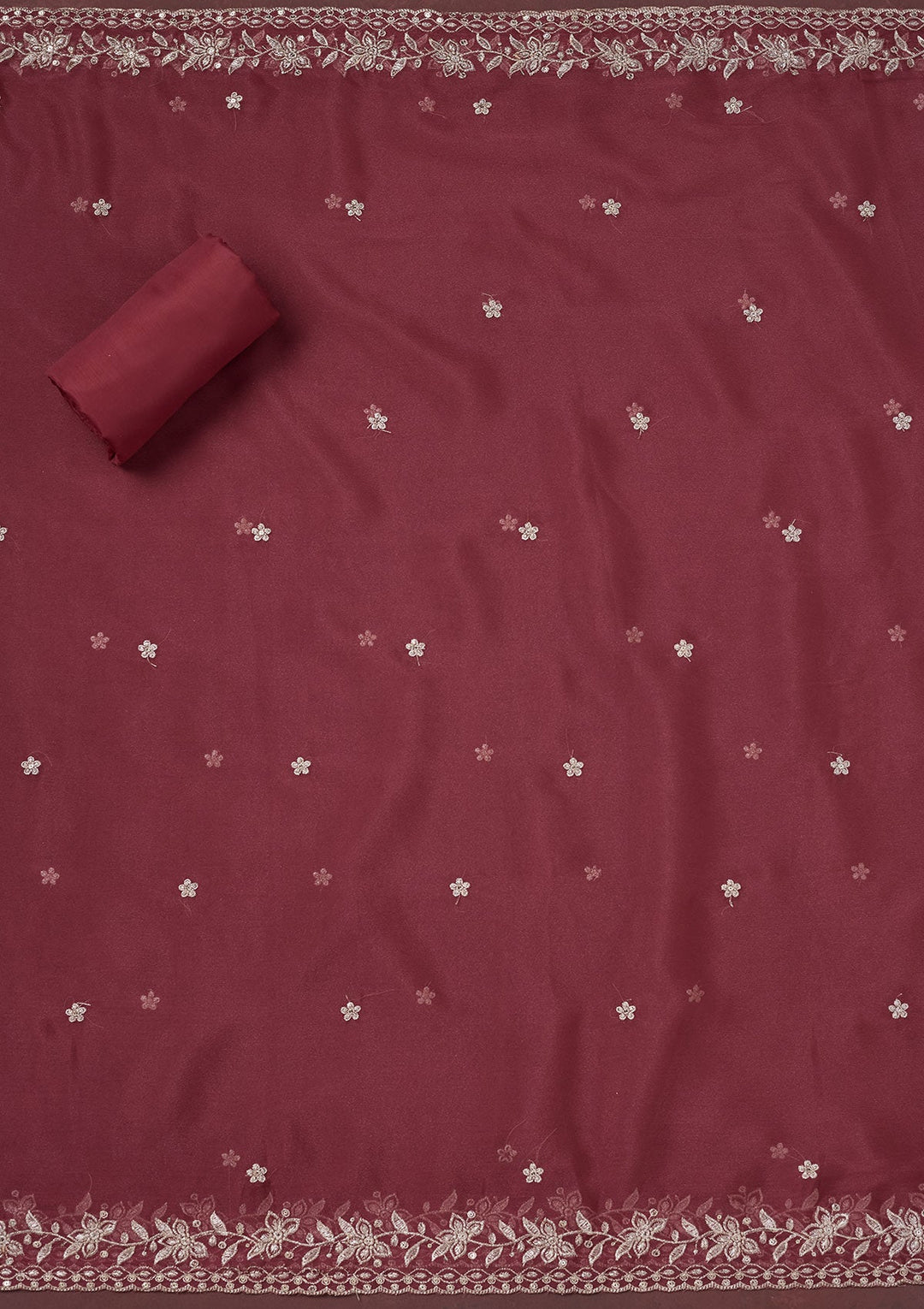 Onion Pink Zariwork (Gold) Chinon Unstitched Salwar Suit-Koskii