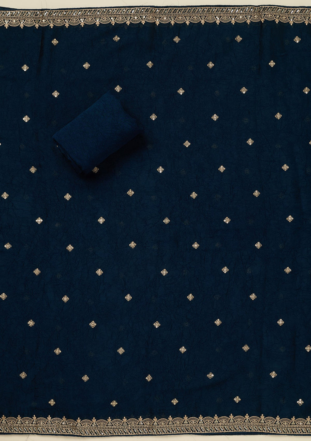 Red Threadwork Georgette Unstitched Salwar Suit_koskii