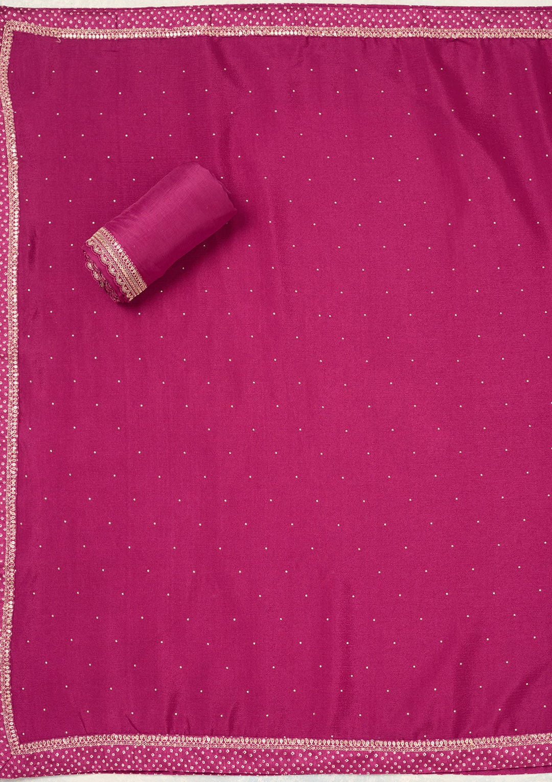 Wine Zariwork (Gold) Chinon Unstitched Salwar Suit-Koskii