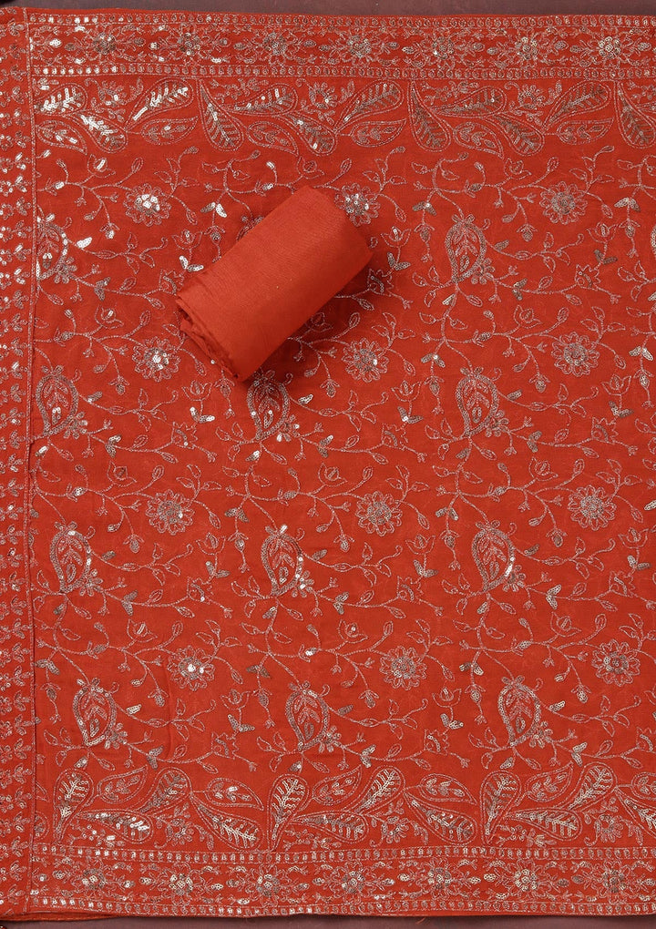 Beige Sequins Organza Unstitched Salwar Suit_koskii