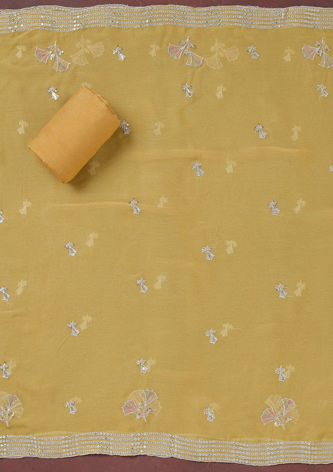 Beige Zariwork (Silver) Organza Unstitched Salwar Suit_koskii