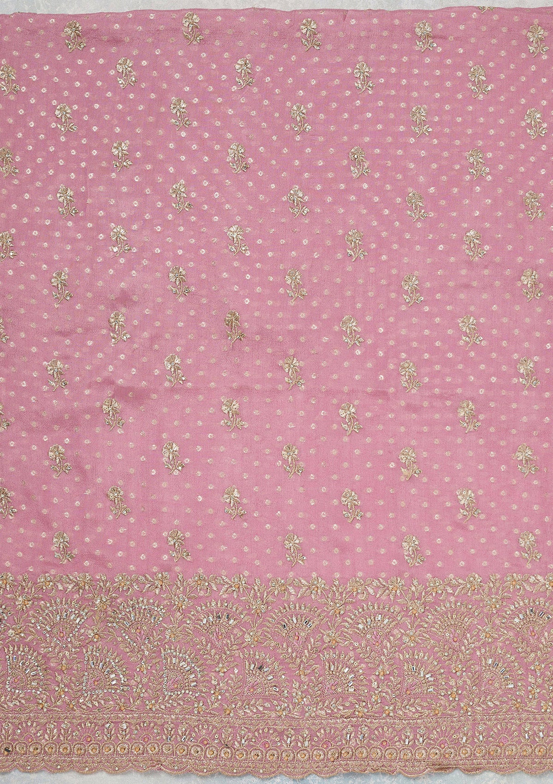 Lavender Zariwork (Gold) Chinon Unstitched Salwar Suit_koskii