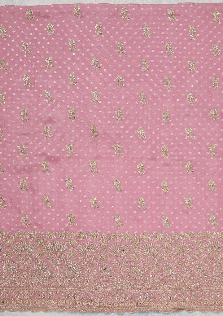 Lavender Zariwork (Gold) Chinon Unstitched Salwar Suit_koskii