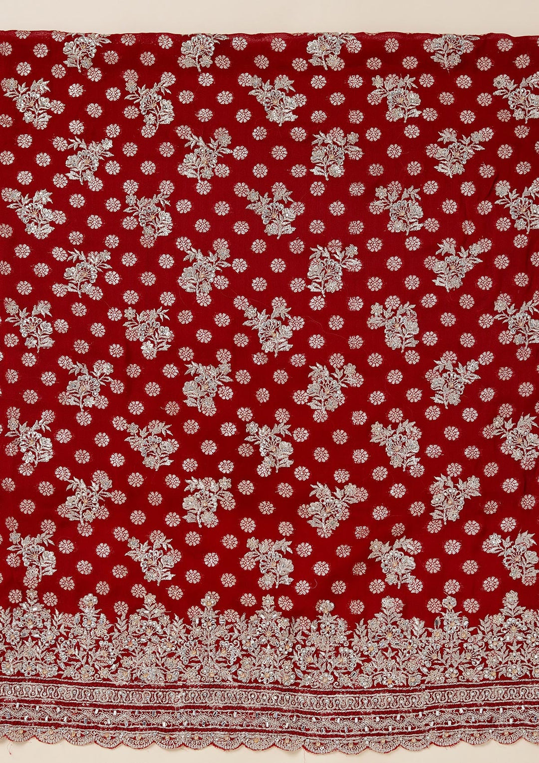 Maroon Zariwork (Gold) Chinon Unstitched Salwar Suit_koskii