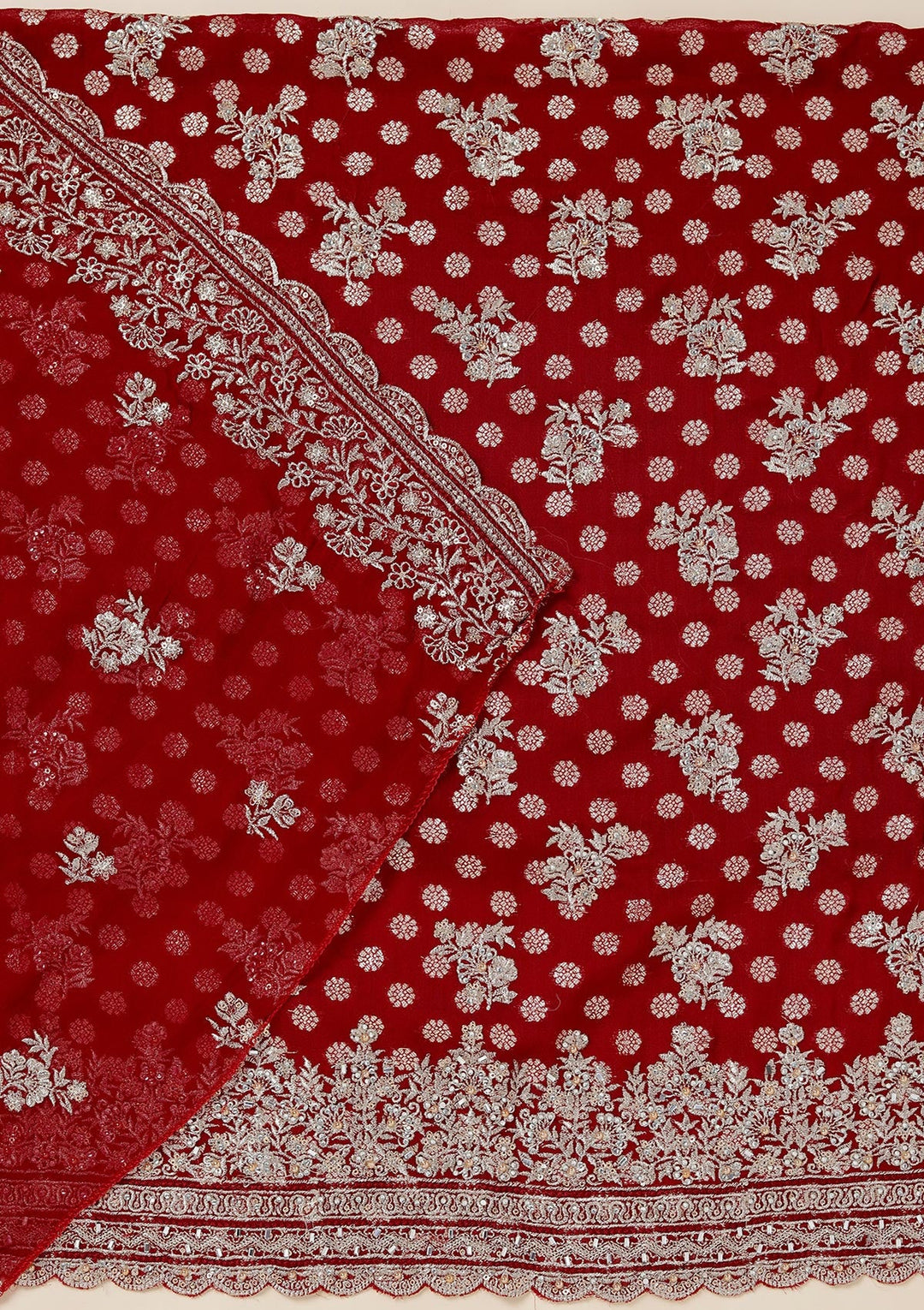 Maroon Zariwork (Gold) Chinon Unstitched Salwar Suit_koskii