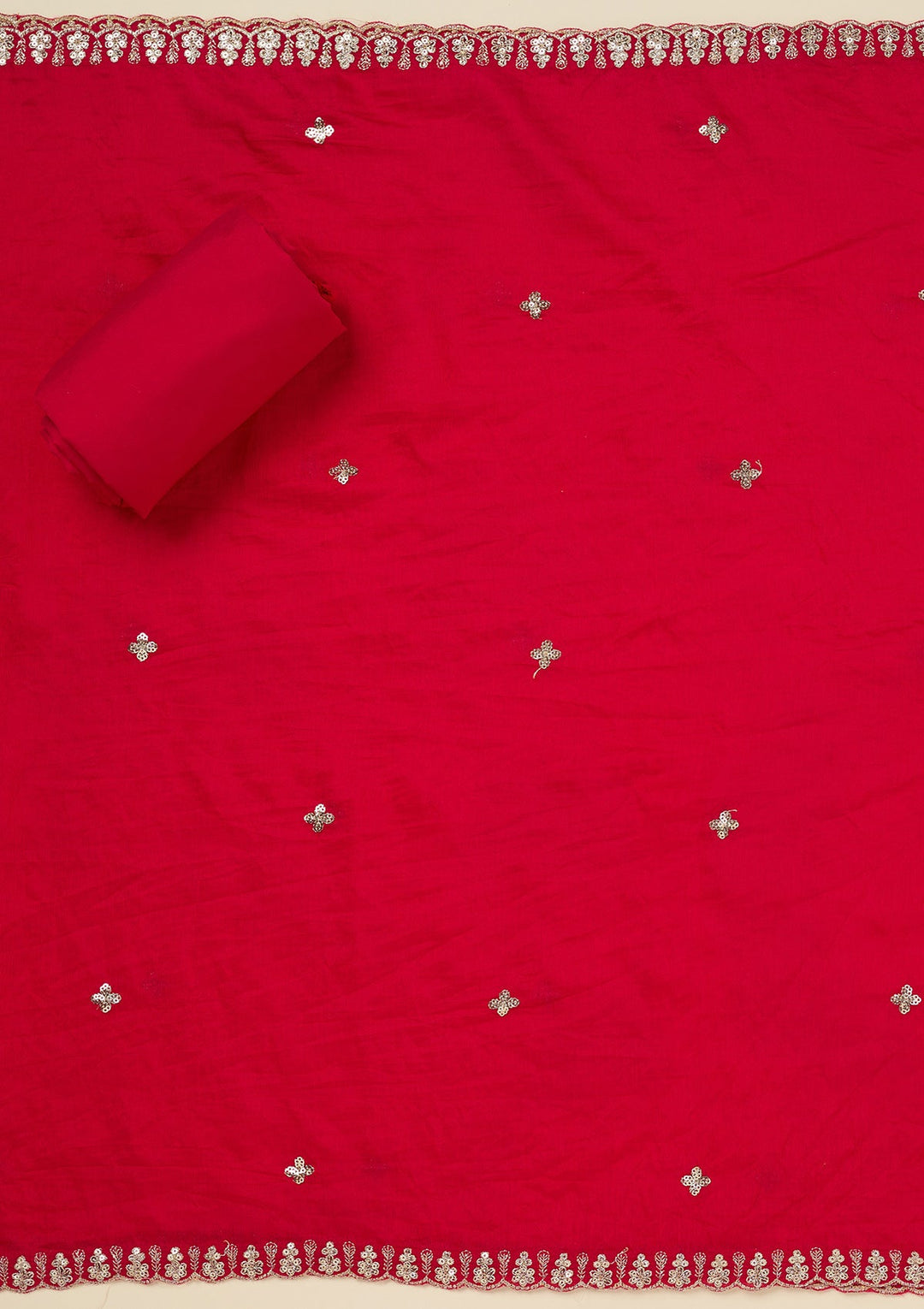 Rani Pink Cutdana Semi Crepe Unstitched Salwar Suit_koskii