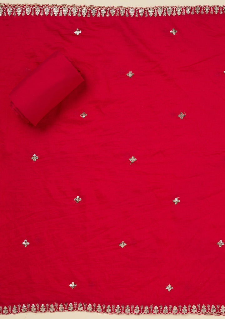 Rani Pink Cutdana Semi Crepe Unstitched Salwar Suit_koskii