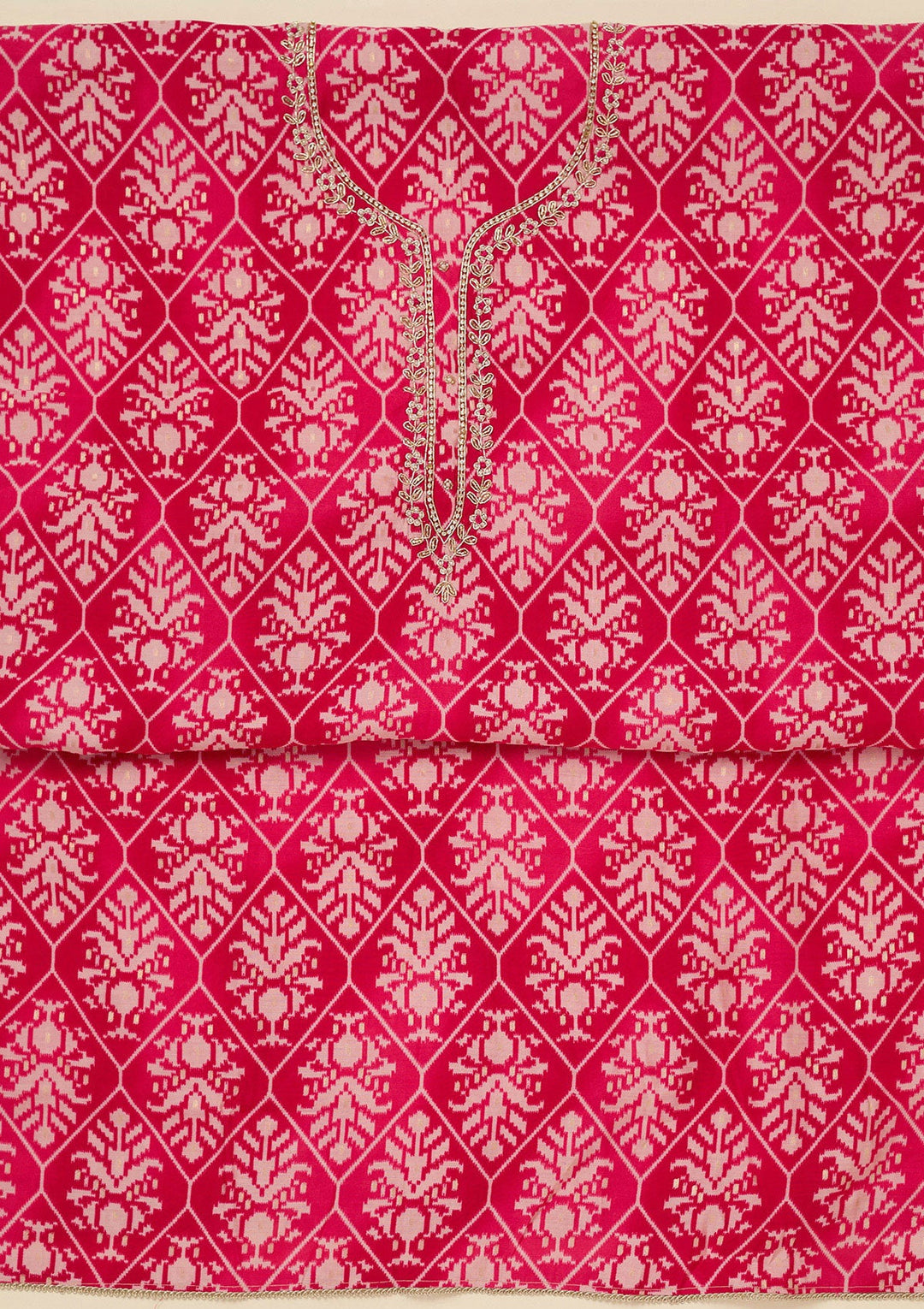 Rani Pink Cutdana Semi Crepe Unstitched Salwar Suit_koskii