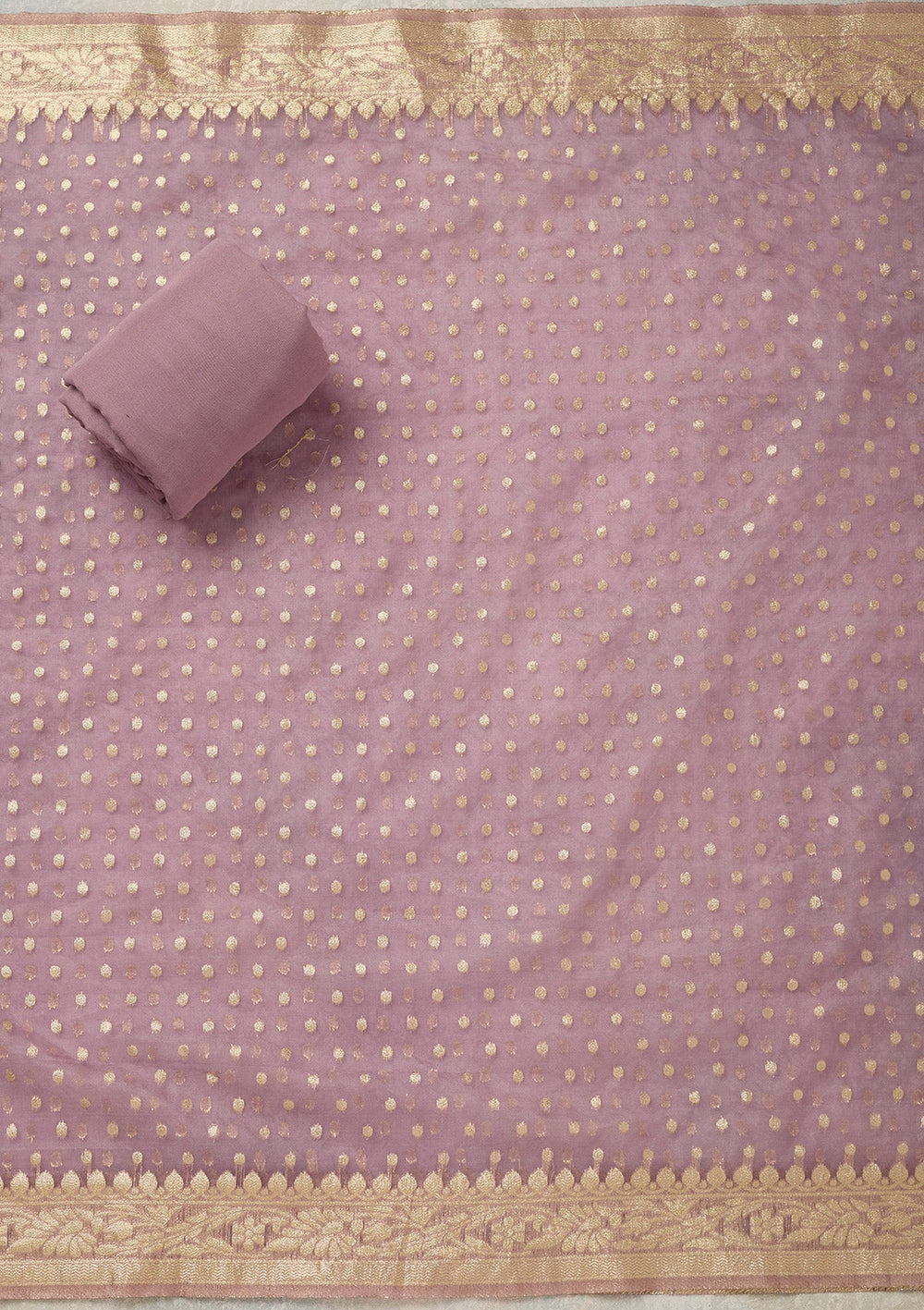 Lavender Pearlwork Tissue Unstitched Salwar Suit_koskii