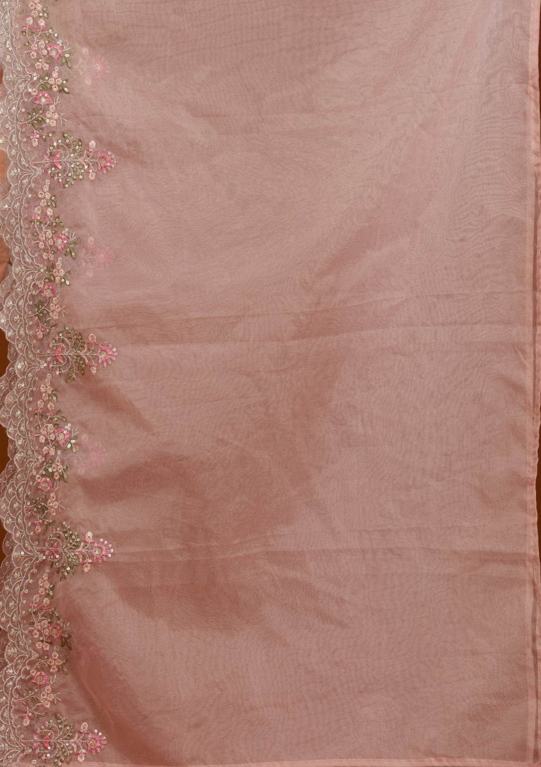 Baby Pink Threadwork Tissue Readymade Salwar Suit-Koskii