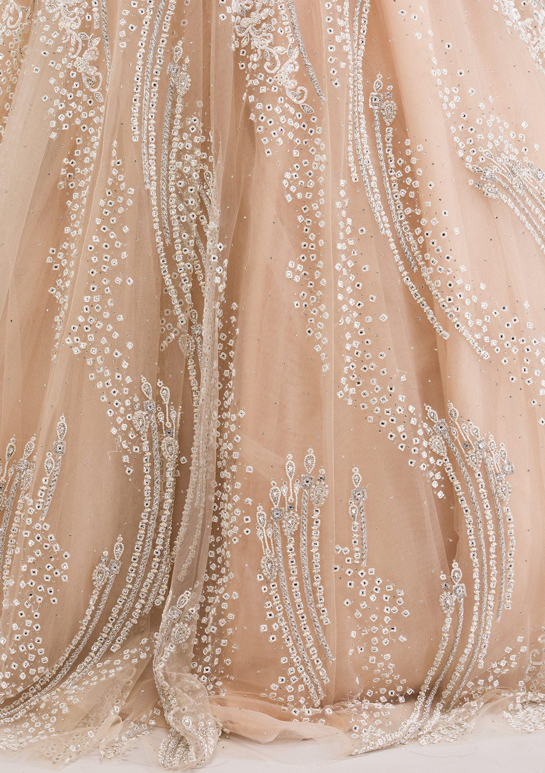 Beige Stonework Net Gown-Koskii