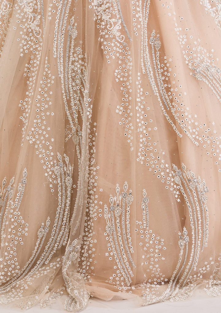 Beige Stonework Net Gown-Koskii