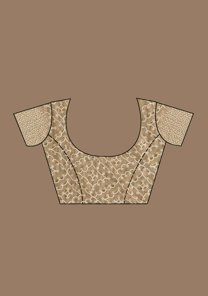 Beige Stonework Tissue Saree-Koskii