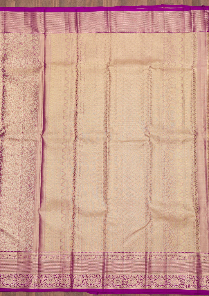 Beige Zariwork Pure Silk Saree-Koskii