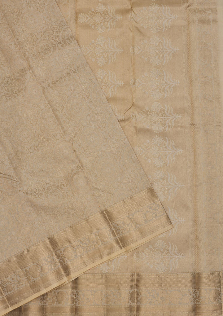 Beige Zariwork Pure Silk Saree