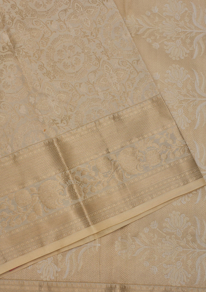 Beige Zariwork Pure Silk Saree