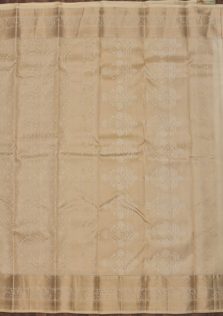 Beige Zariwork Pure Silk Saree