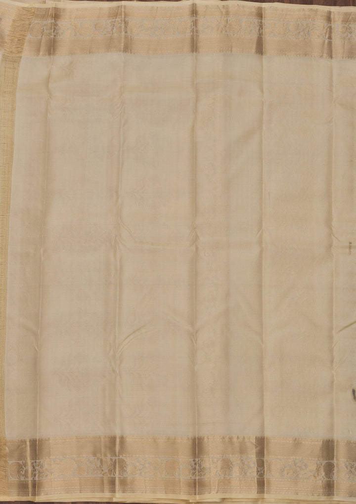 Beige Zariwork Pure Silk Saree