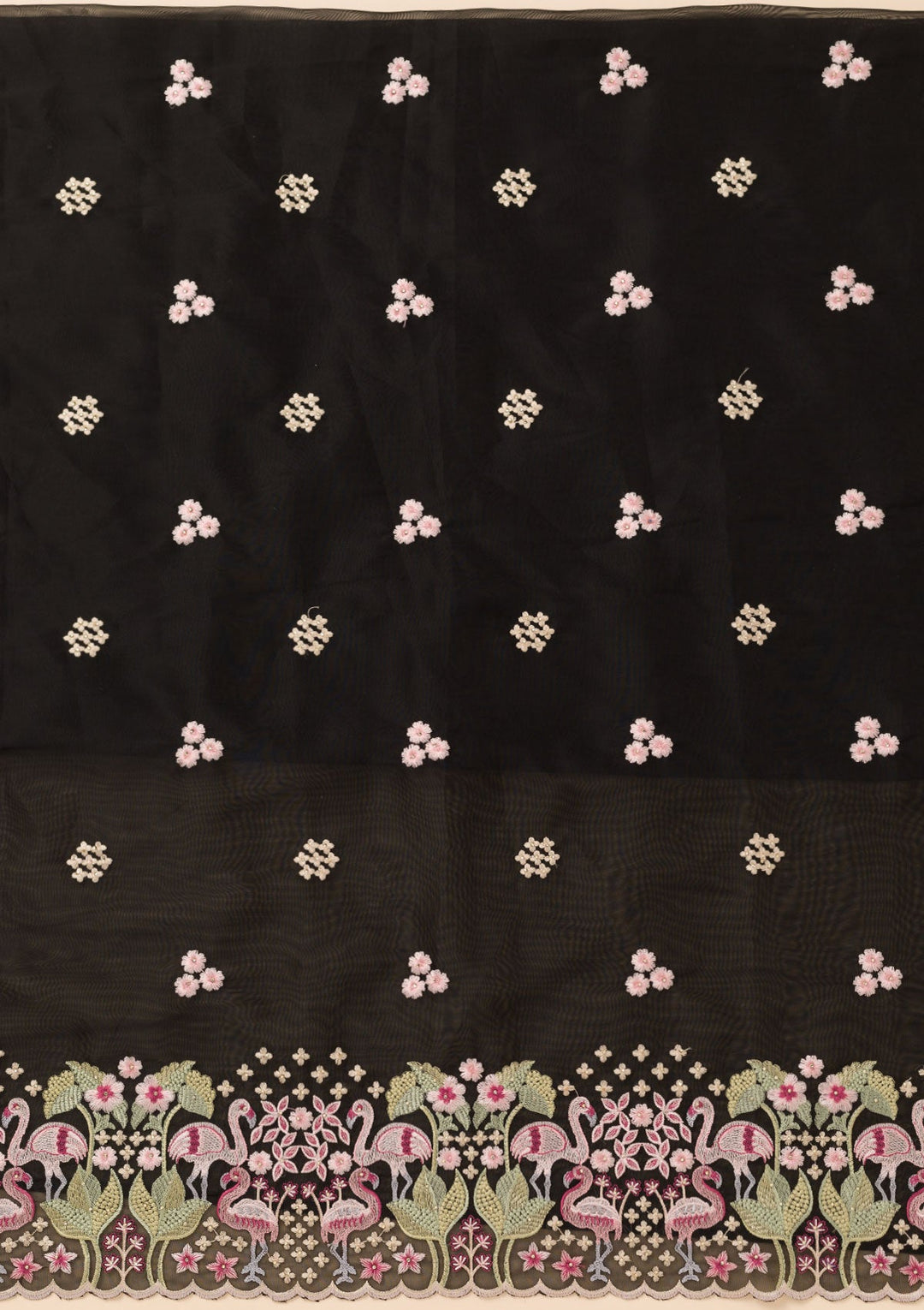 Black Threadwork Tissue Unstitched Salwar Suit