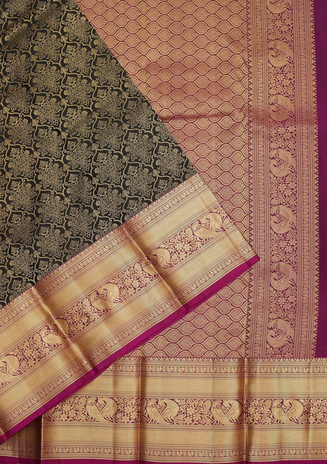 Black Zariwork Pure Silk Saree-Koskii