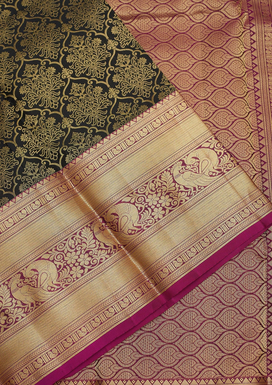 Black Zariwork Pure Silk Saree-Koskii