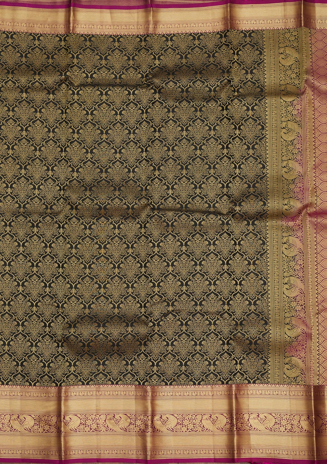 Black Zariwork Pure Silk Saree-Koskii