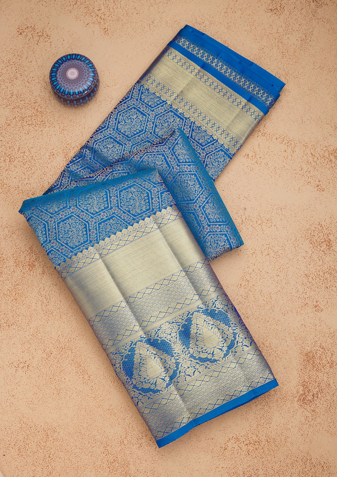Blue Zariwork Pure Silk Saree-Koskii