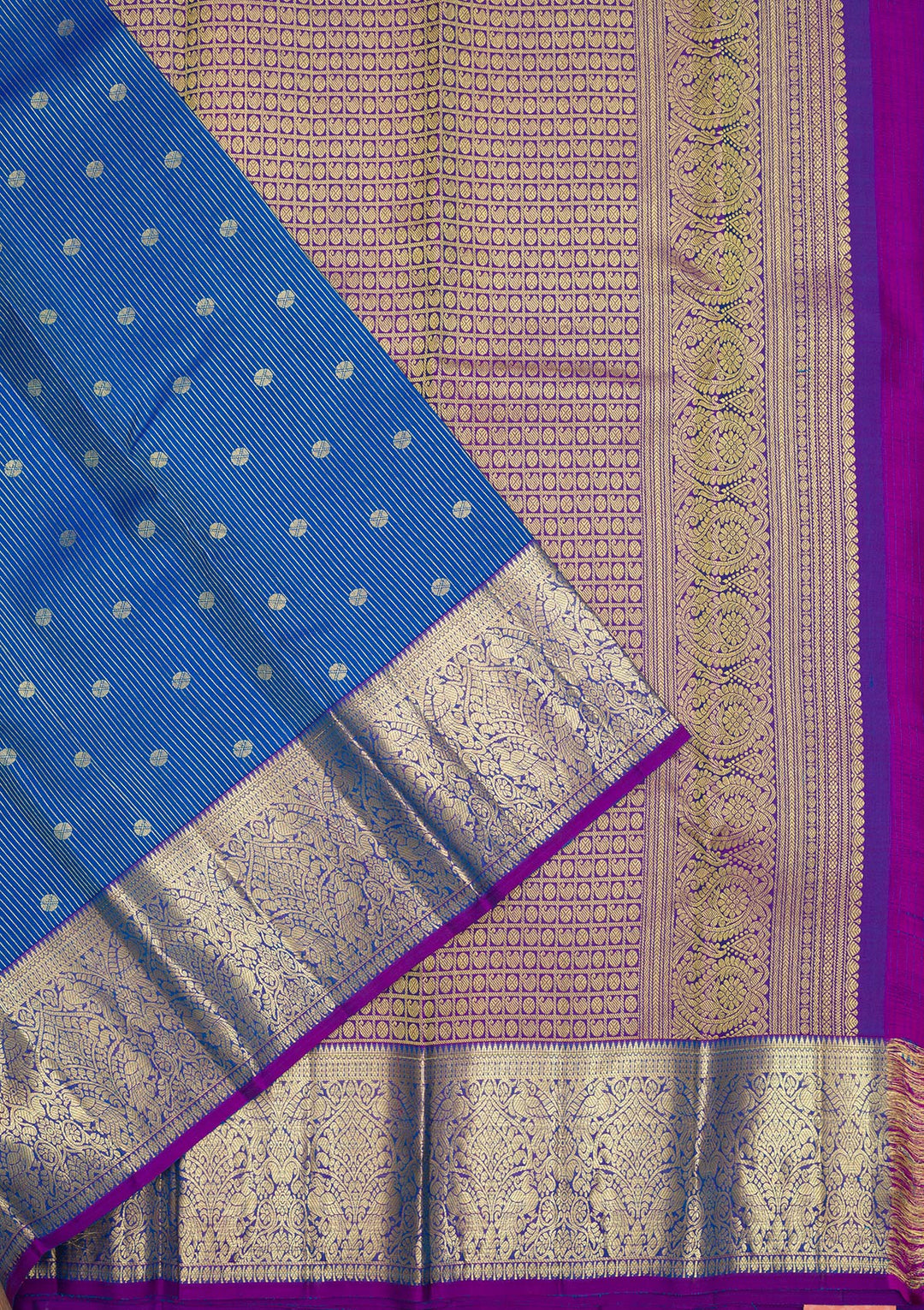 Blue Zariwork Pure Silk Saree-Koskii