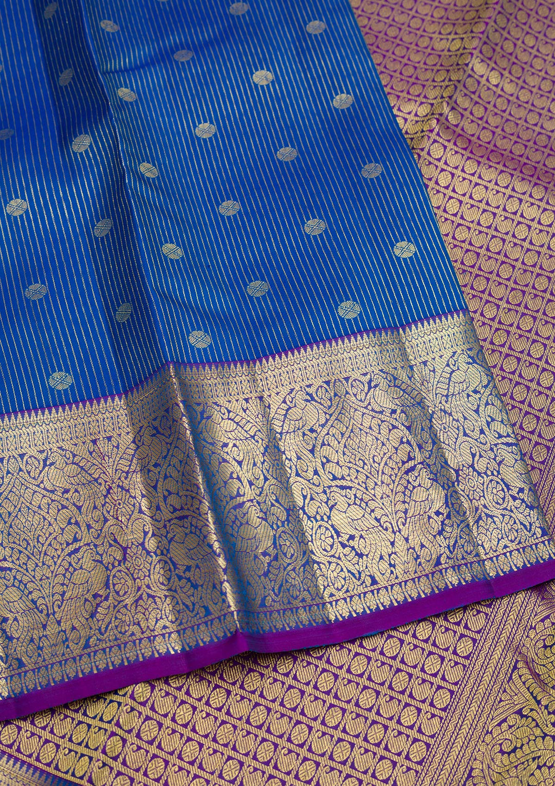 Blue Zariwork Pure Silk Saree-Koskii