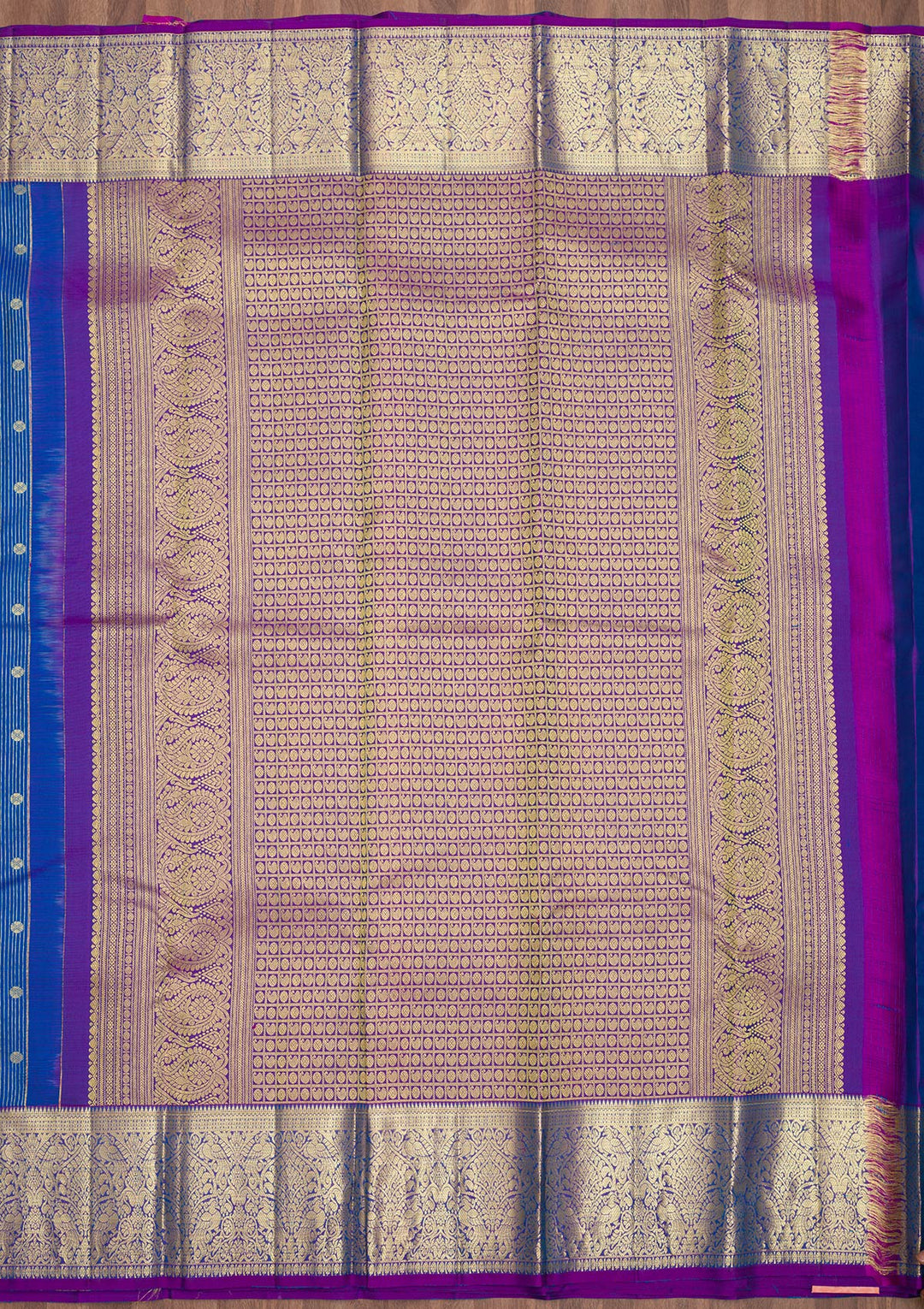 Blue Zariwork Pure Silk Saree-Koskii