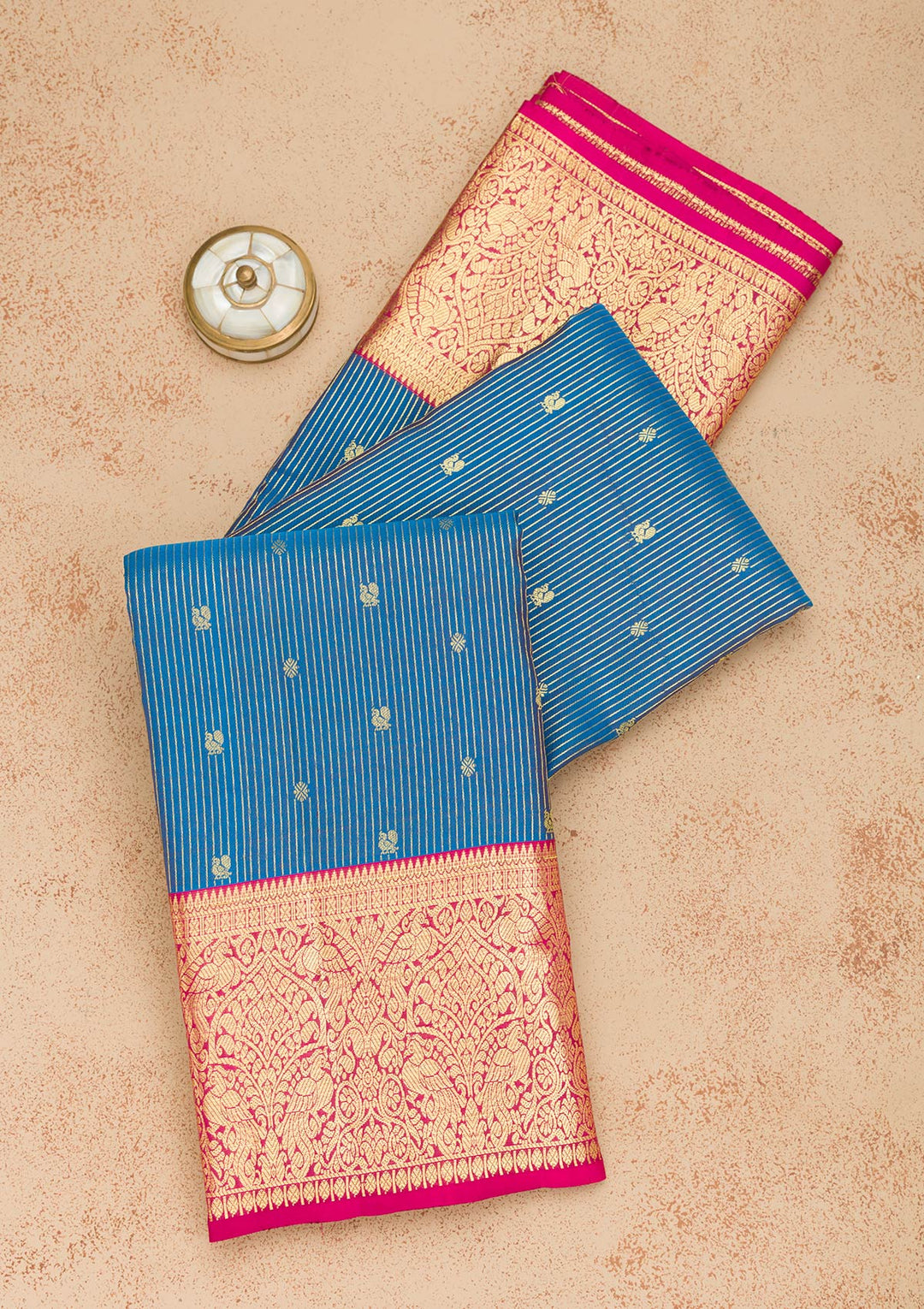 Blue Zariwork Pure Silk Saree-Koskii