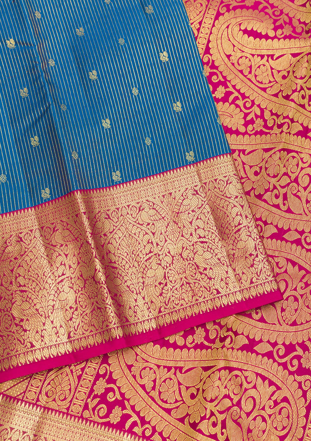 Blue Zariwork Pure Silk Saree-Koskii