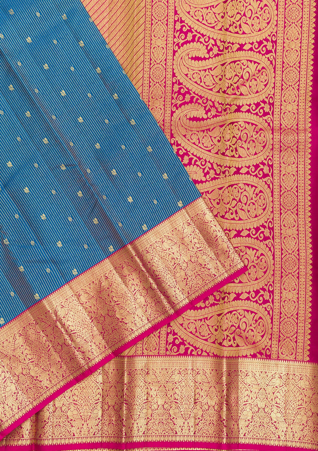 Blue Zariwork Pure Silk Saree-Koskii