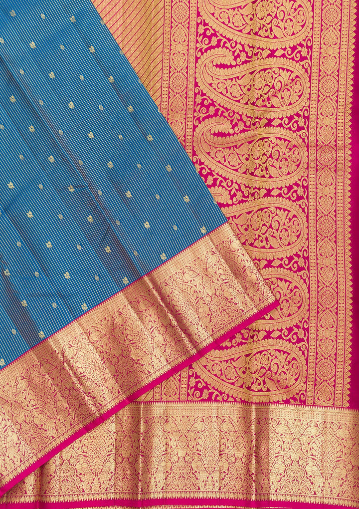 Blue Zariwork Pure Silk Saree-Koskii