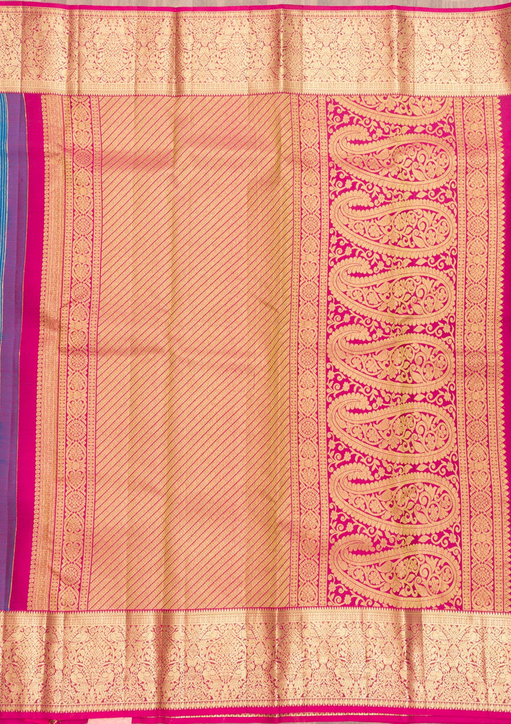 Blue Zariwork Pure Silk Saree-Koskii