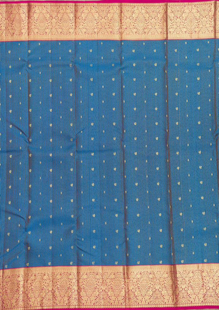 Blue Zariwork Pure Silk Saree-Koskii