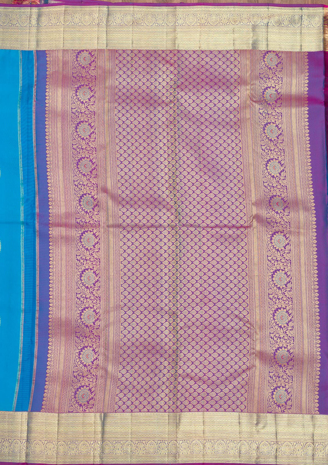 Blue Zariwork Pure Silk Saree-Koskii