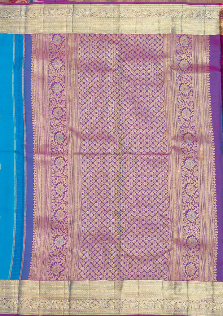 Blue Zariwork Pure Silk Saree-Koskii