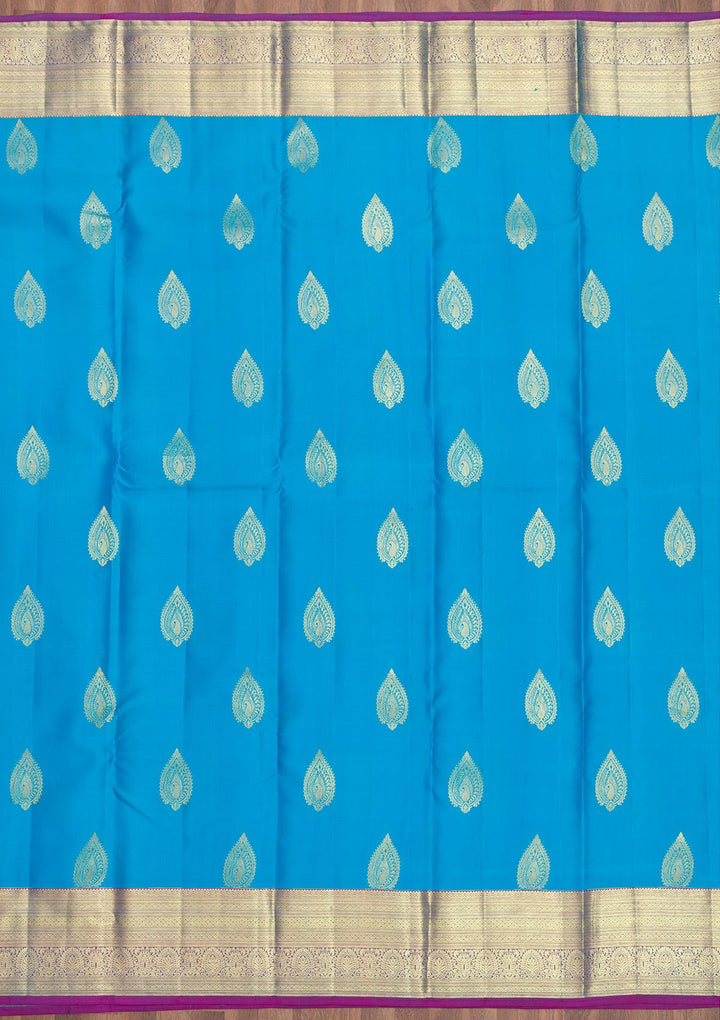 Blue Zariwork Pure Silk Saree-Koskii