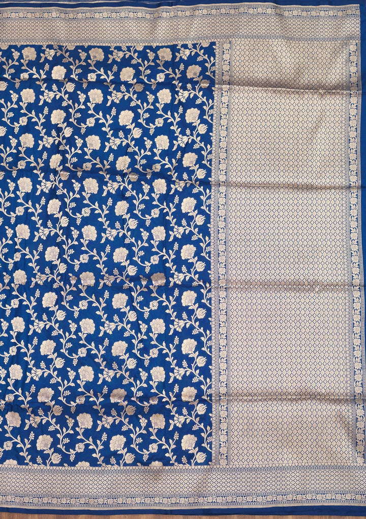 Blue Zariwork Pure Silk Saree-Koskii